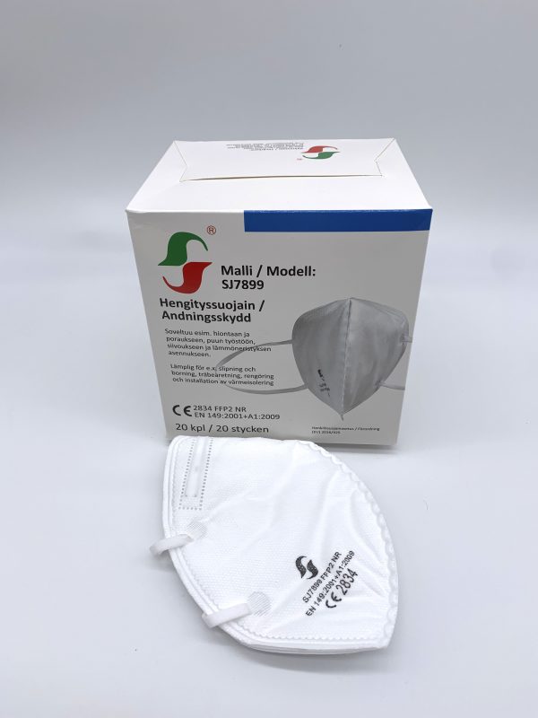 Hengityssuojain FFP2-luokka SJ7899 venttiilitön 20 kpl valkoinen